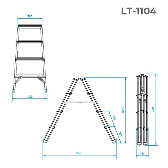 Стремянка двусторонняя Intertool 4 ст. (LT-1104) изображение 7