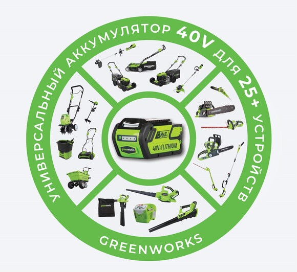 Кусторез аккумуляторный Greenworks G40HTK2 (с АКБ 2 Ah и ЗУ) (2200907UA) изображение 17
