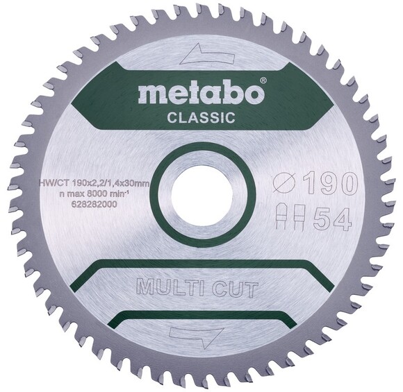 Пильный диск Metabo MultiCutClassic 190x30 54 FZ/TZ 5 град. /B (628663000)