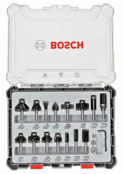 Набір фрез змішаний Bosch 8 мм. 15 шт. (2607017472) фото 2