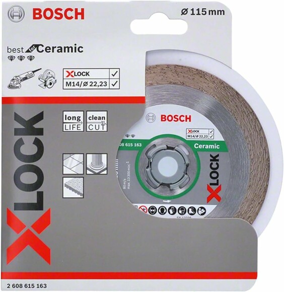 Алмазный диск Bosch X-LOCK Best for Ceramic 115x22.23x1.8x10 мм (2608615163) изображение 2