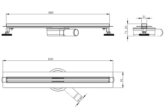 Трап лінійний VOLLE MASTER LINEA Flecha 600 мм (cepillado cromo) (9046.212314) фото 3