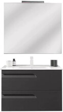 Комплект мебели ROYO Vitale 80 темно-серый: тумба подвесная с умывальником, зеркало, LED подсветка (С0072387)
