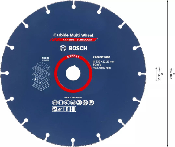 Отрезной твердосплавный круг Bosch Expert Carbide Multi Wheel, 230х22.23 мм (2608901682) изображение 2