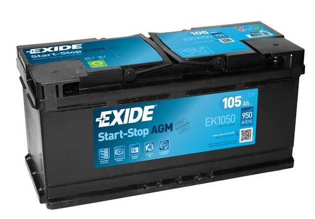 

Аккумулятор EXIDE EK1050 (Start-Stop AGM) (аналог EK1050), 105Ah/950A