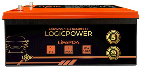 Автомобільний акумулятор Logicpower LiFePO4 BMS 1400 А, 25.6В, 160 Аг (24773)