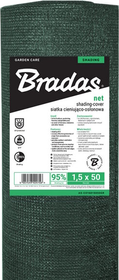 Сетка для затенения BRADAS, защитная, 95%, 160 г/м.кв., 1.5х50 м (AS-CO16015050GR) изображение 2
