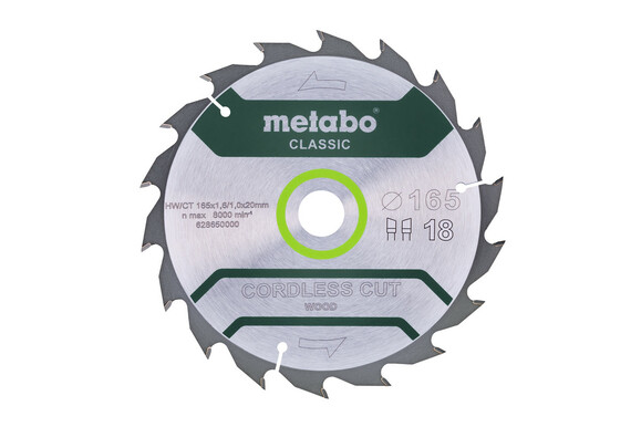 Пильний диск Metabo CordlessCutClassic 165x20 18WZ 20 град./B (628650000)