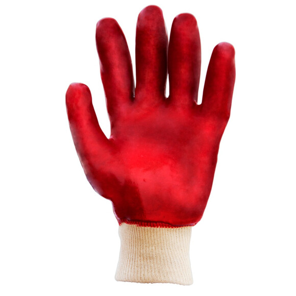 Перчатки трикотажные Sigma с полным ПВХ покрытием красные манжет р10 (9444371) 120пар изображение 2