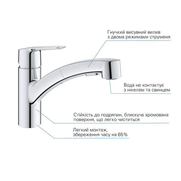 Змішувач для кухні Grohe QuickFix Start Cube (30531001) (CV030586) фото 7