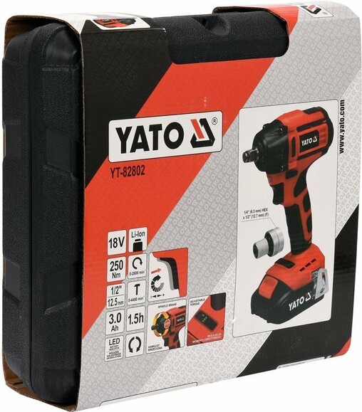 Аккумуляторный бесщеточный гайковерт Yato YT-82802 изображение 9