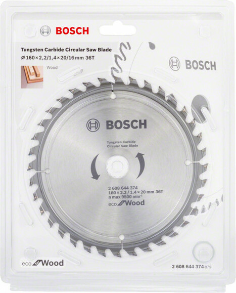 Пильный диск Bosch ECO WO 160x20/16 36 зуб. (2608644374) изображение 2