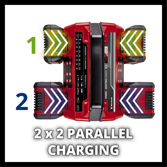 Зарядний пристрій для чотирьох акумуляторів Einhell 2x2 Power X-Quattrocharger 4А (4512102) фото 4