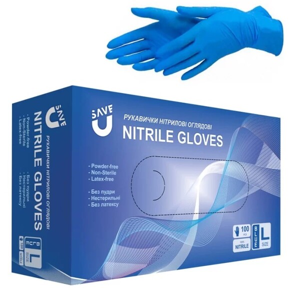 Нитриловые нестерильные перчатки SAVE U (L) 100 шт. (110-1272-L) изображение 3