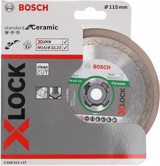 Алмазный диск Bosch X-LOCK Standard for Ceramic 115x22.23x1.6x7 мм (2608615137) изображение 3