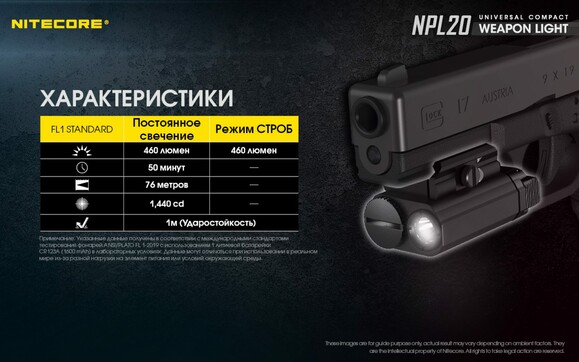 Ліхтар пістолетний Nitecore NPL20 (6-1289-20) фото 13