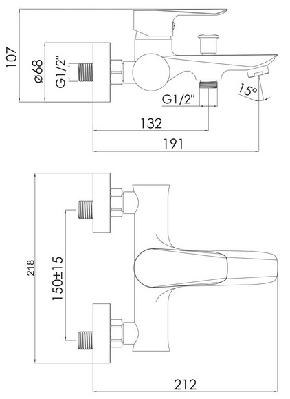 Смеситель для ванны IMPRESE Vaclav, никель, 35 мм (f03206406AA) изображение 2