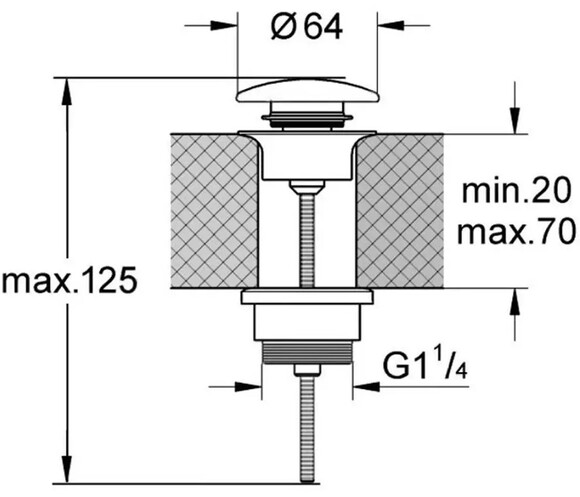 Донный клапан для раковины Kerasan постоянный (9233 01) изображение 2