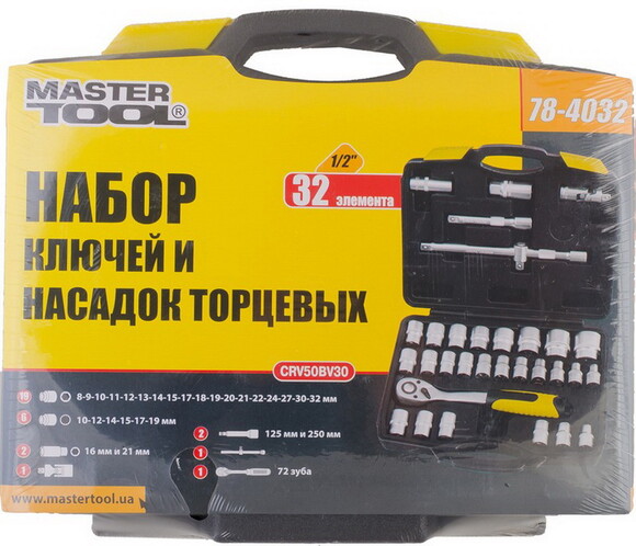 Набор насадок торцевых MASTERTOOL PROFI 1/2", 8-32 мм, 32 шт (78-4032) изображение 2