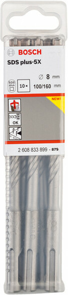 Набор буров Bosch SDS plus-5X 8x100x160 мм, 10 шт (2608833899) изображение 2
