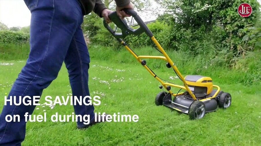 Stiga multi clip 50 SAE, battery powered self propelled mulching lawnmower.